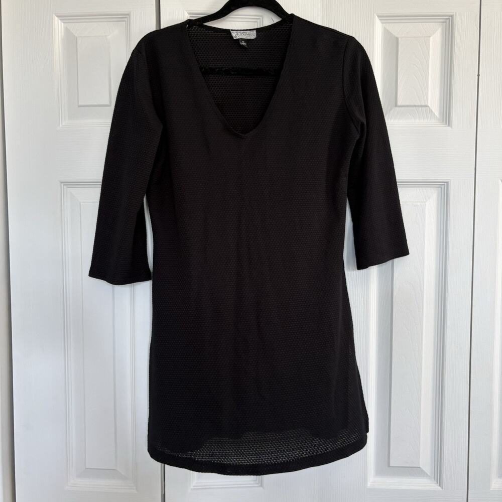 J Valdi Black Textured Mesh Swim Cover Up Women’s Medium Beach Pool  Swim